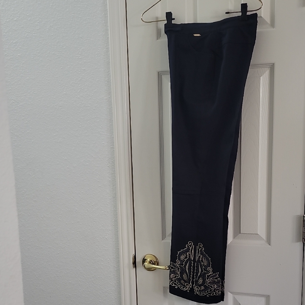 St John Denim Embroidered Denim Pants XS
